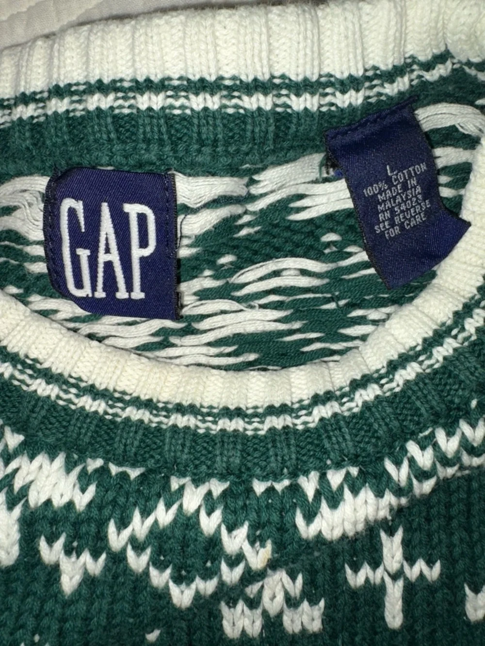 GAP Vintage Fair Isle Cotton Sweater Large